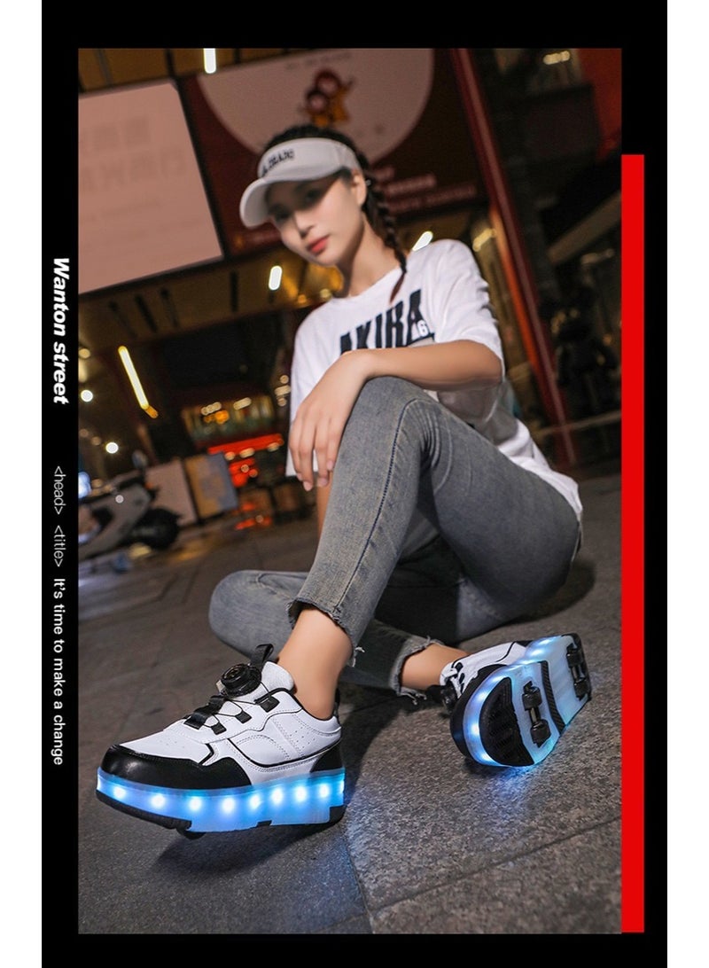 سكاي فيو أحذية تزلج للأطفال مزودة بإضاءة LED، 4 عجلات، أربطة دوارة، أوضاع إضاءة متعددة، أحذية رياضية مضيئة للأولاد والبنات - Image 4